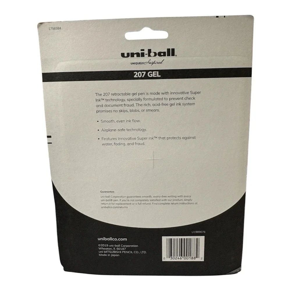 Uniball‎ 207 Signo Black Ink Pigment Pen Fraud Prevention .7mm Medium Point 8pk